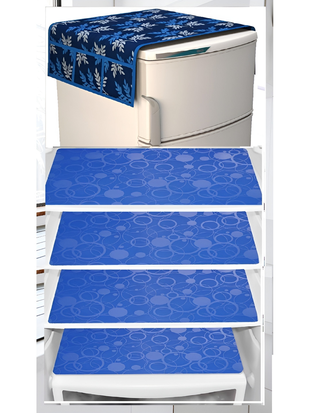 

REVEXO Blue Floral Printed Fridge Top cover