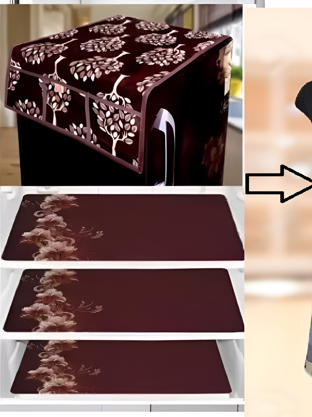 

REVEXO Maroon & White Printed Fridge Top Cover