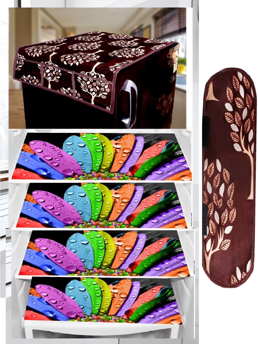 

REVEXO Blue & Brown 6 Pieces Printed Appliance covers