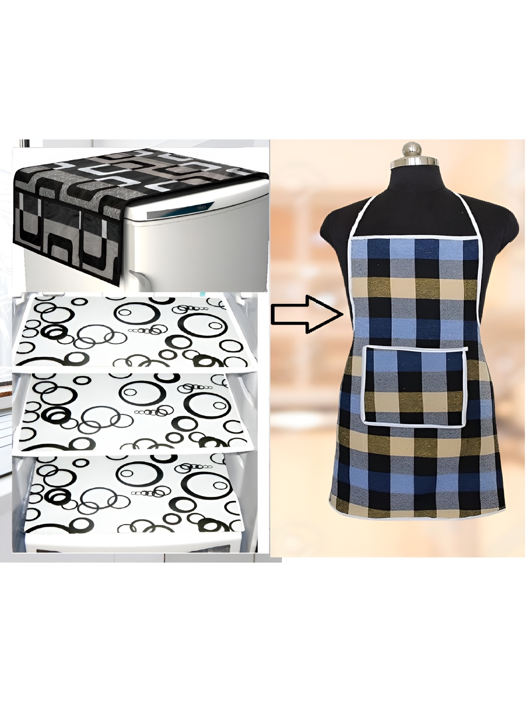 

REVEXO Black & White 5 Pieces Geometric Printed Appliance covers