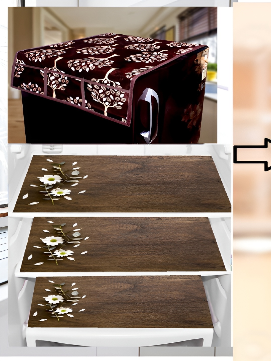 

REVEXO Maroon 5 Pieces Printed Fridge Cover Mats