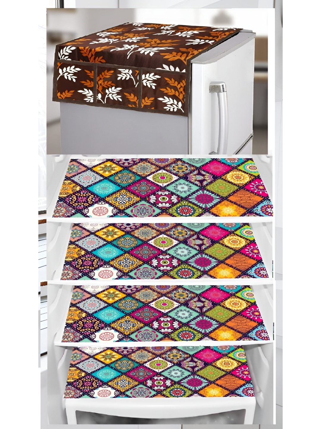 

REVEXO Maroon & Pink 5 Pieces Printed Appliance covers