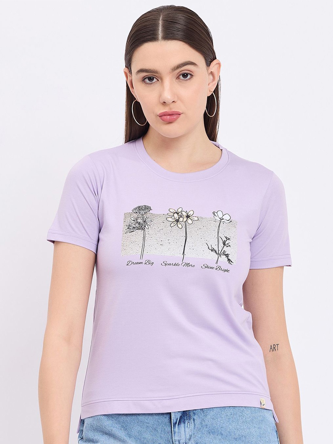 

Duke Floral Printed Cotton T-Shirt, Purple