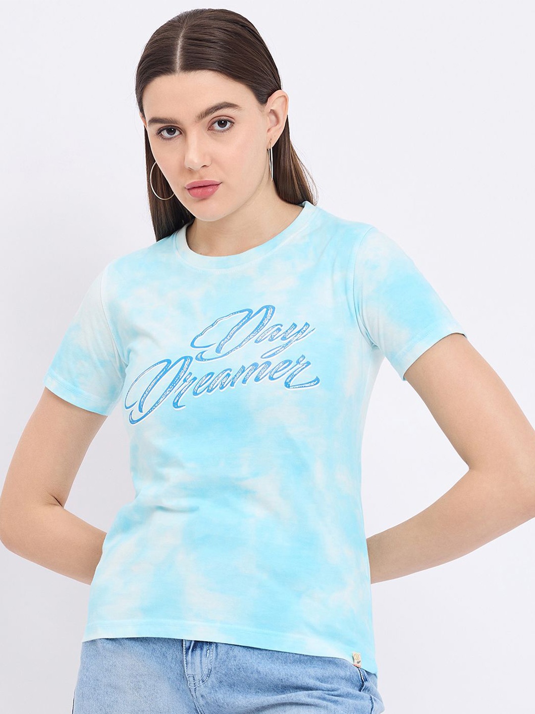 

Duke Typography Print Round Neck Cotton Top, Blue