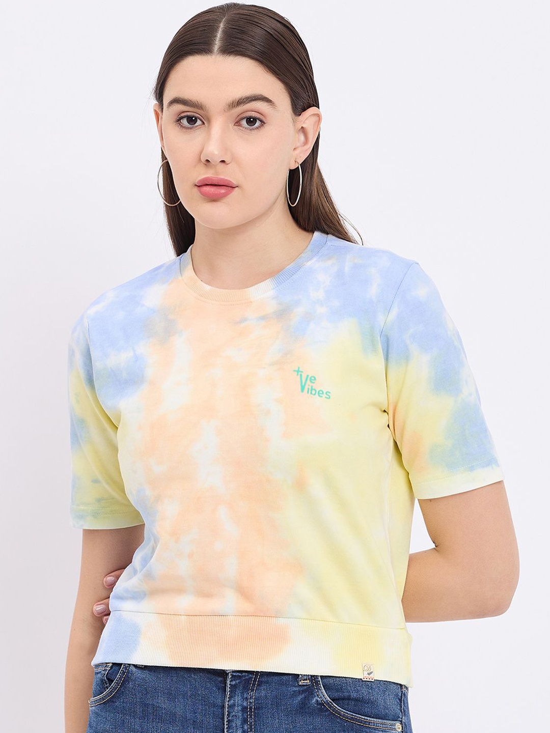 

Duke Tie and Dye Cotton Crop Top, Yellow