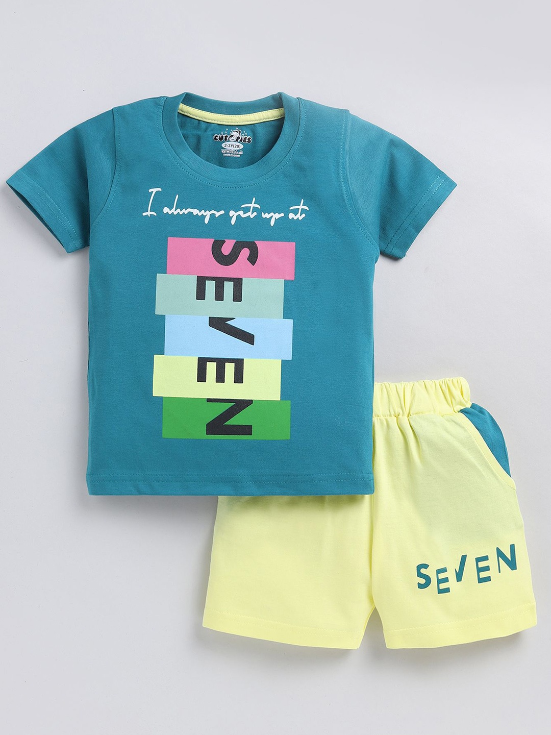 

Cutopies Boys Printed T-shirt With Shorts, Blue