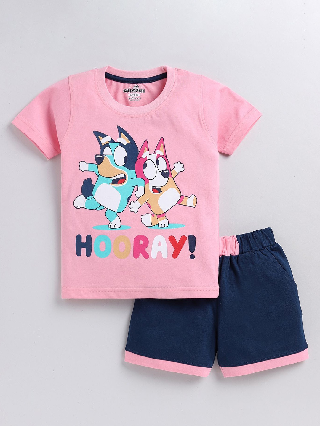 

Cutopies Boys Printed Pure Cotton T-shirt With Shorts, Pink