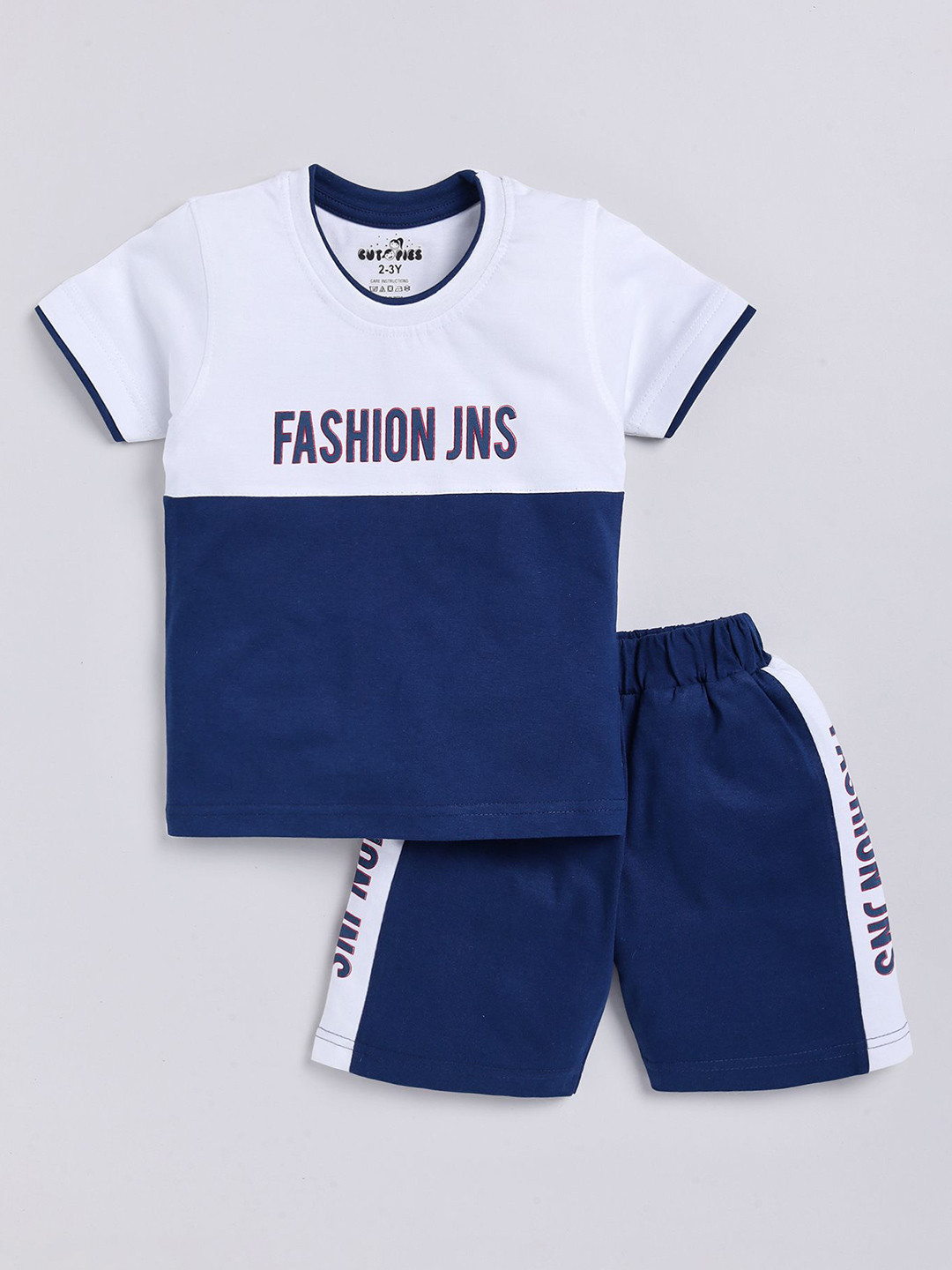 

Cutopies Boys Printed Pure Cotton T-shirt With Shorts, Blue