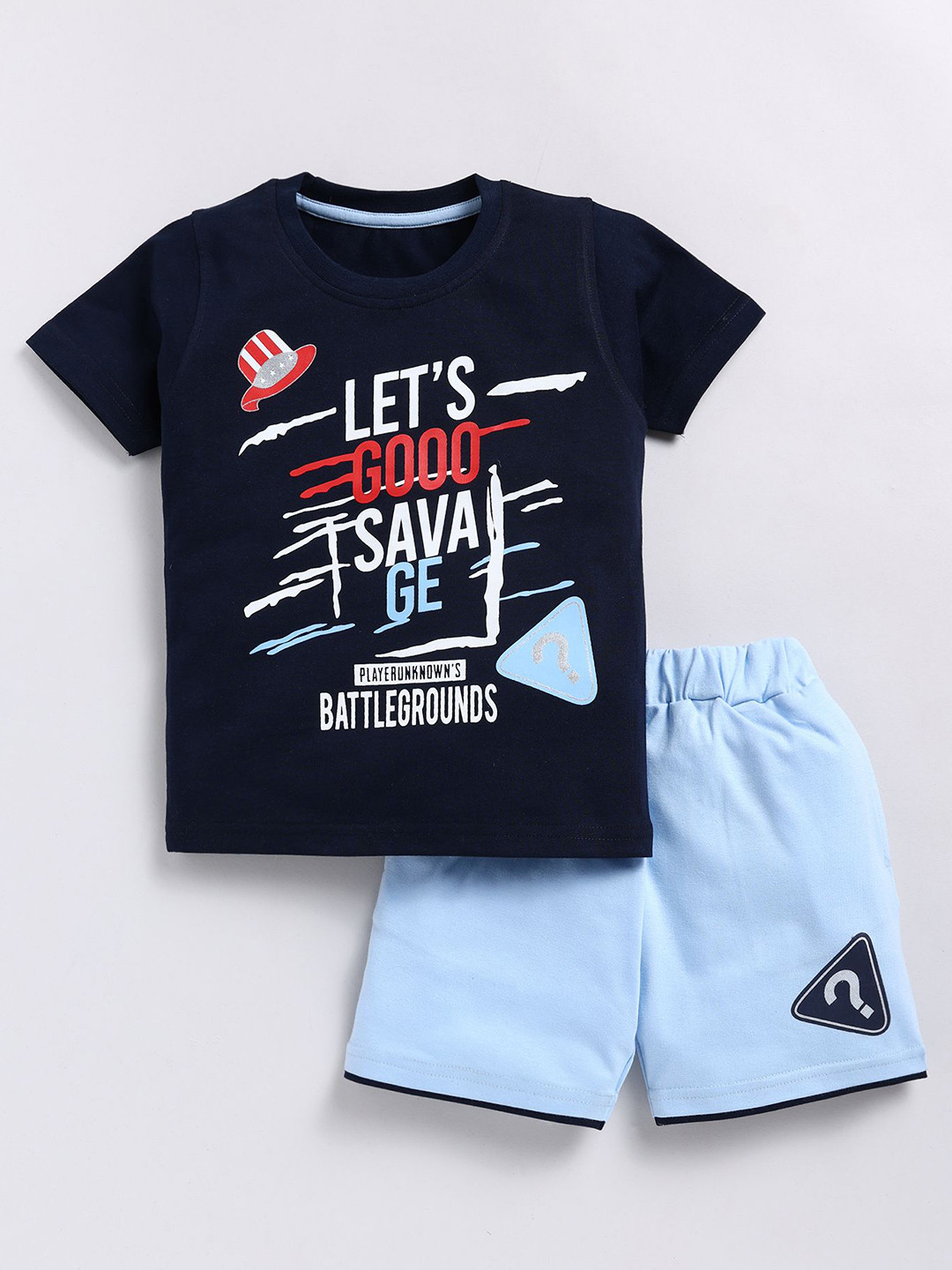 

Cutopies Boys Printed Pure Cotton T-shirt With Shorts, Blue
