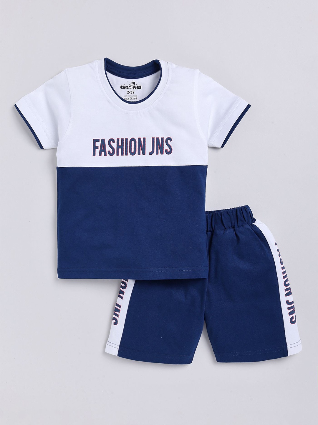 

Cutopies Boys Printed Pure Cotton T-shirt With Shorts, Blue