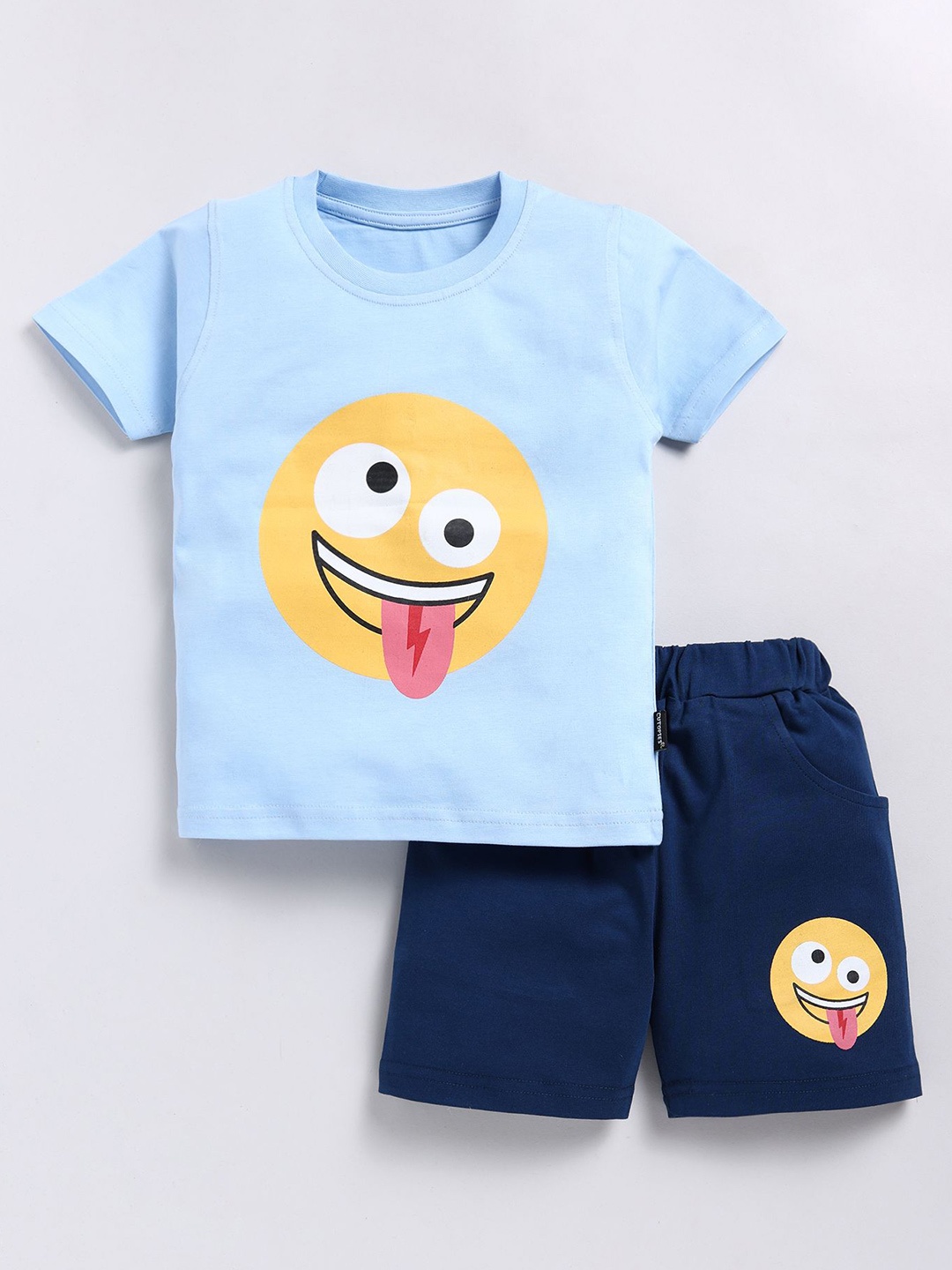 

Cutopies Boys Printed Pure Cotton T-shirt With Shorts, Blue