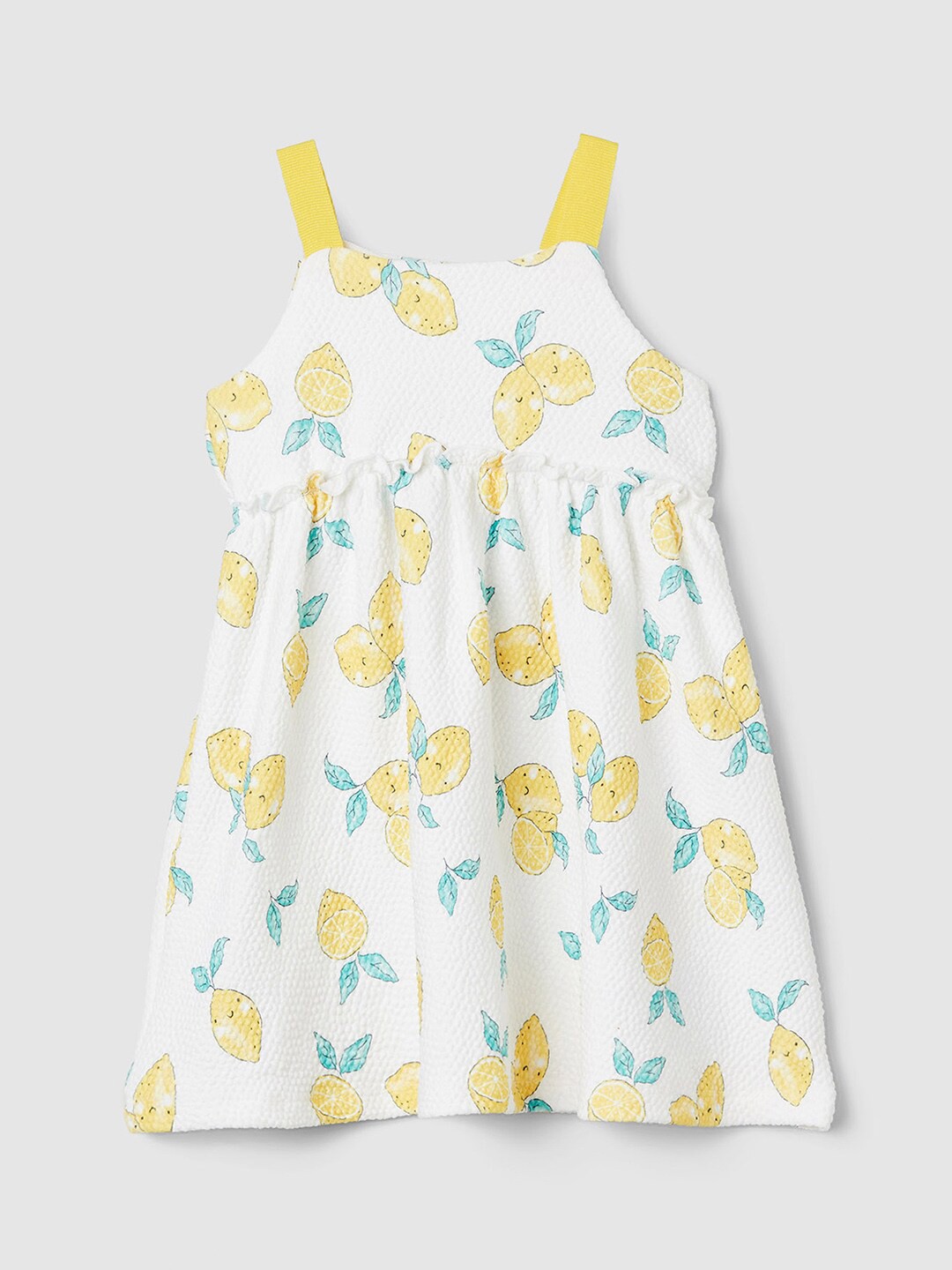

max Girls Conversational Printed Empire Dress, Yellow