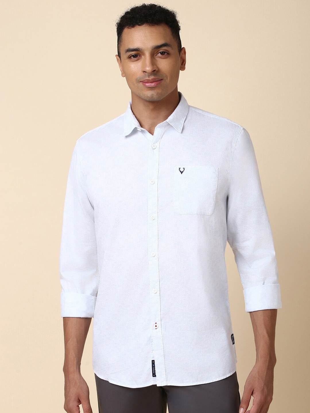 

Allen Solly Spread Collar Long Sleeves Pure Cotton Casual Shirt, White