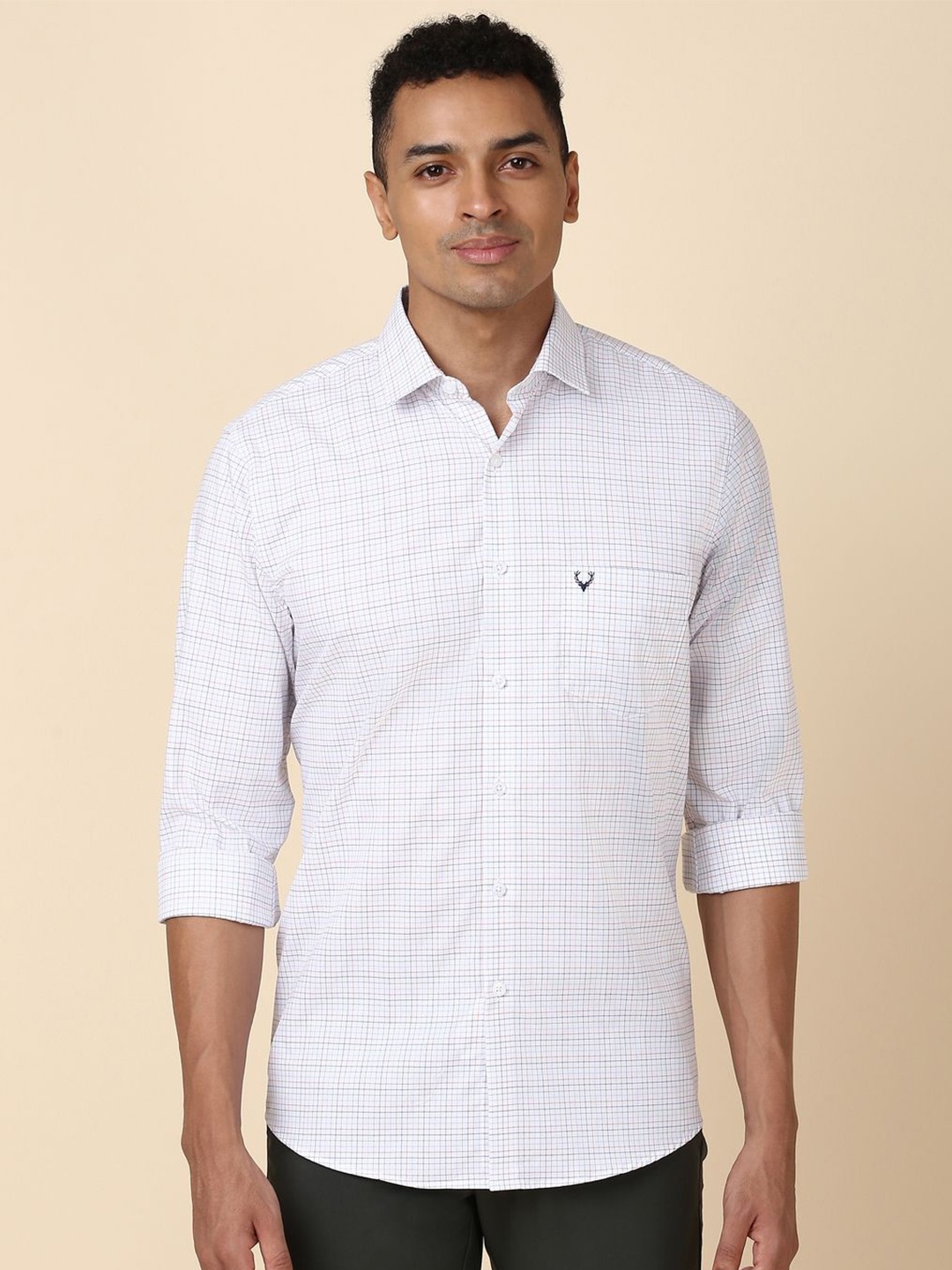 

Allen Solly Slim Fit Grid Tattersall Checks Cotton Casual Shirt, White