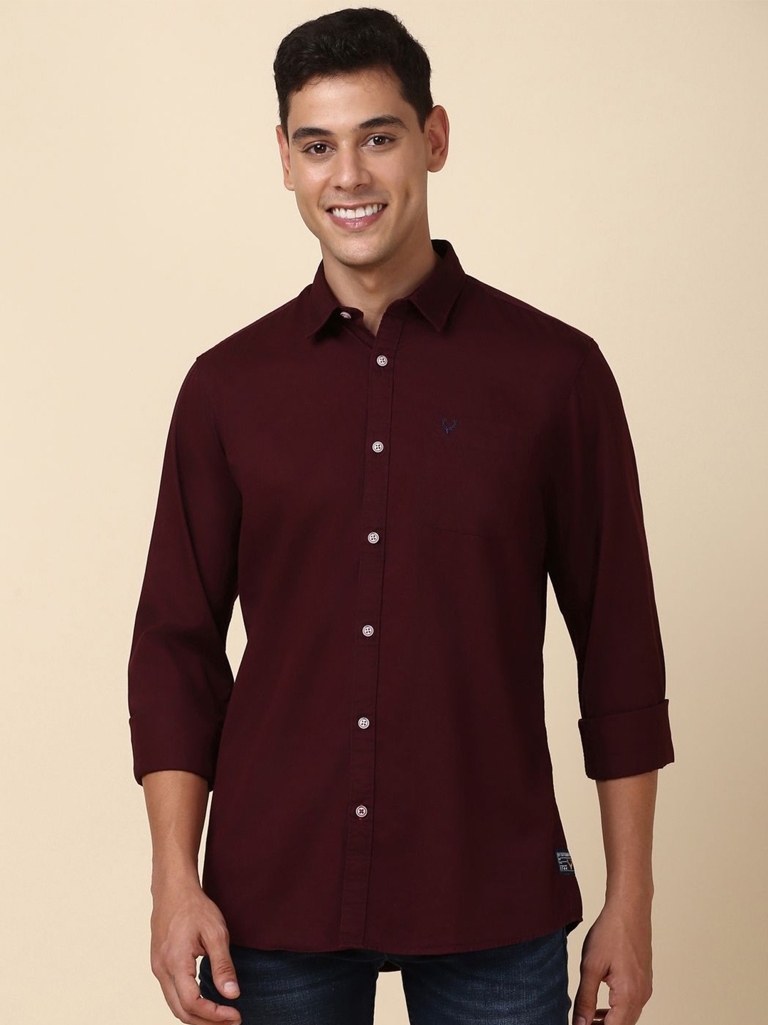 

Allen Solly Custom Spread Collar Long Sleeves Pure Cotton Casual Shirt, Maroon