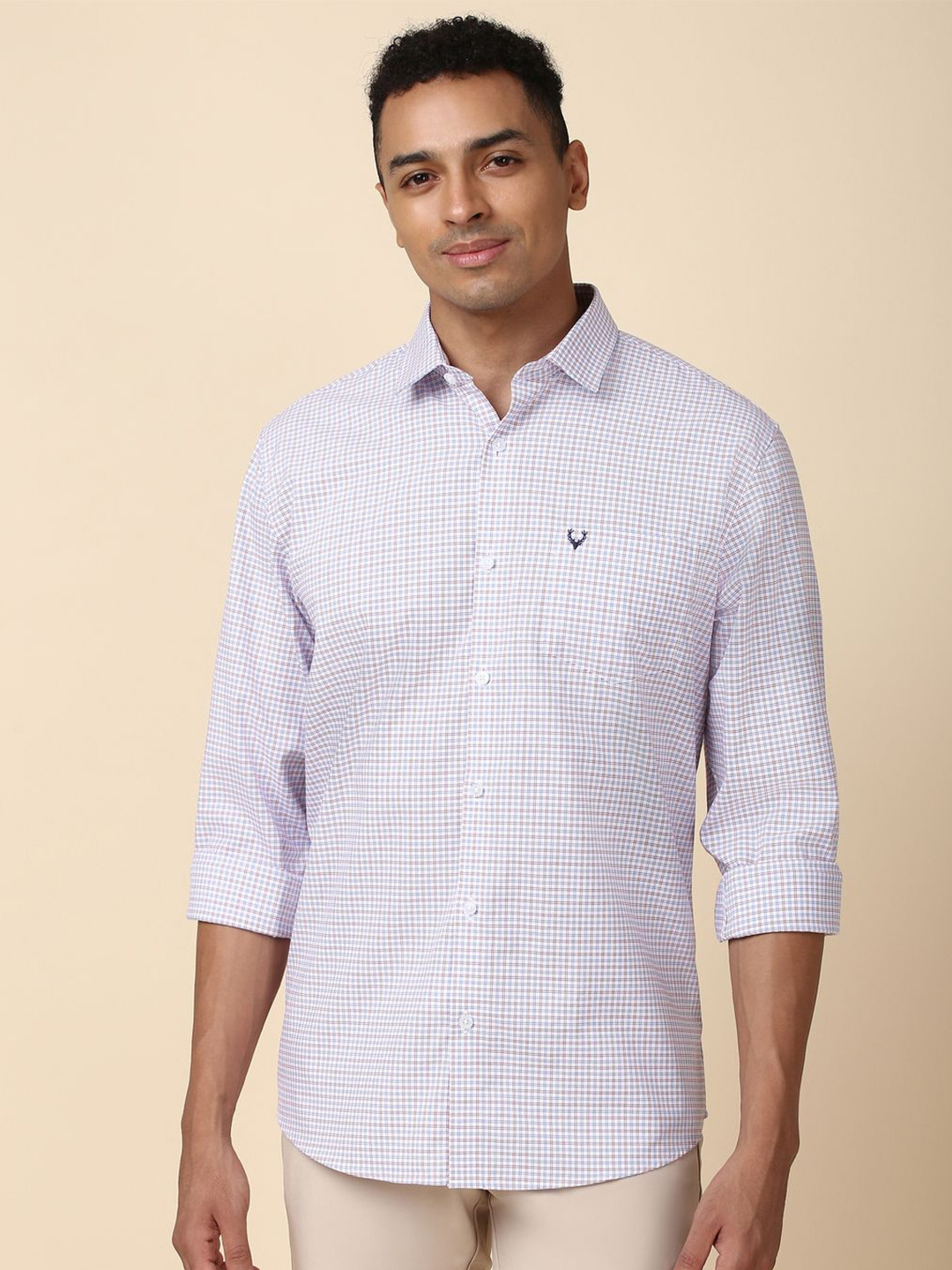 

Allen Solly Slim Fit Grid Tattersall Checked Cotton Casual Shirt, White