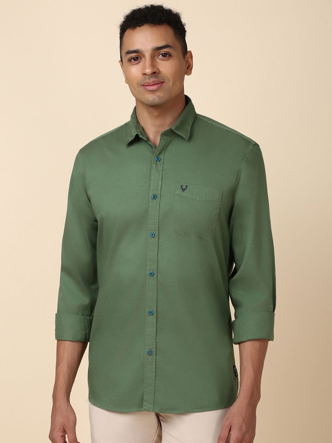 

Allen Solly Spread Collar Cotton Casual Shirt, Green