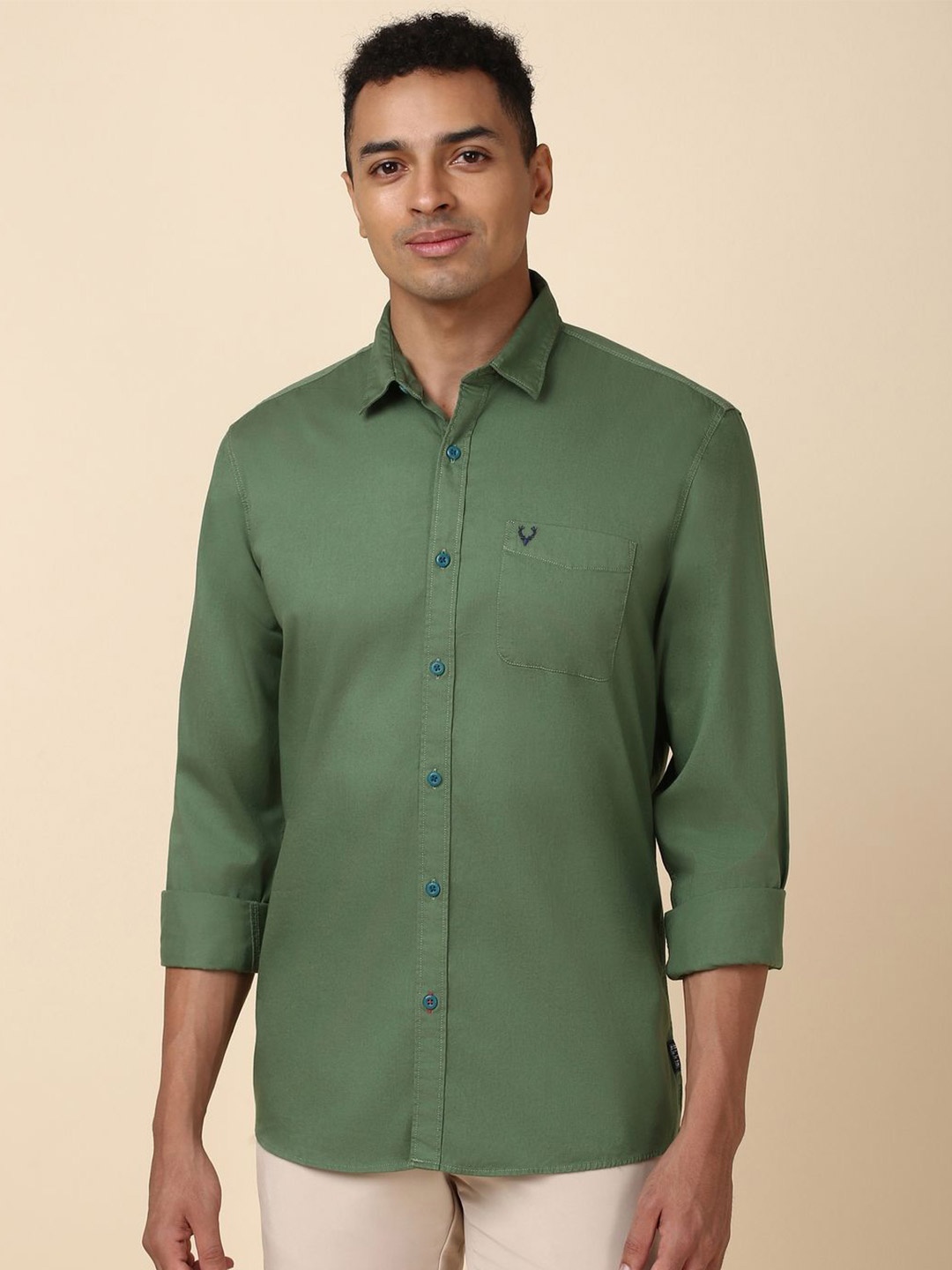 

Allen Solly Custom Pure Cotton Casual Shirt, Green