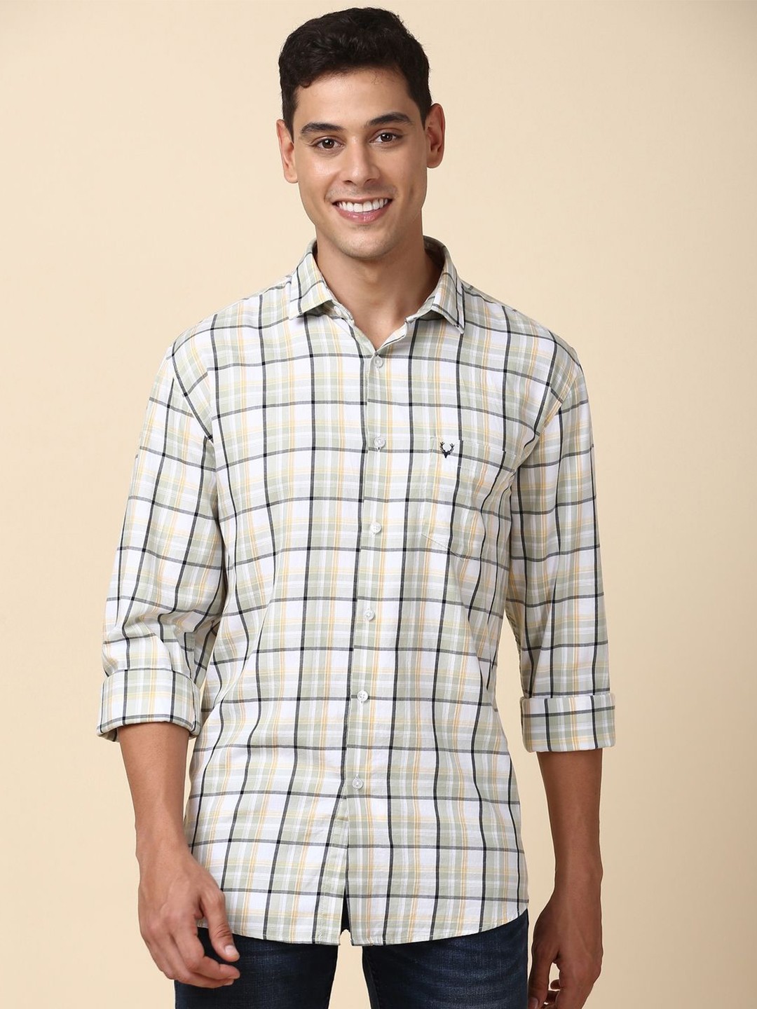 

Allen Solly Slim Fit Checked Cotton Casual Shirt, White
