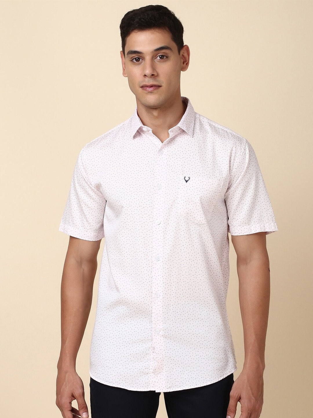 

Allen Solly Slim Fit Micro Ditsy Printed Pure Cotton Casual Shirt, Pink