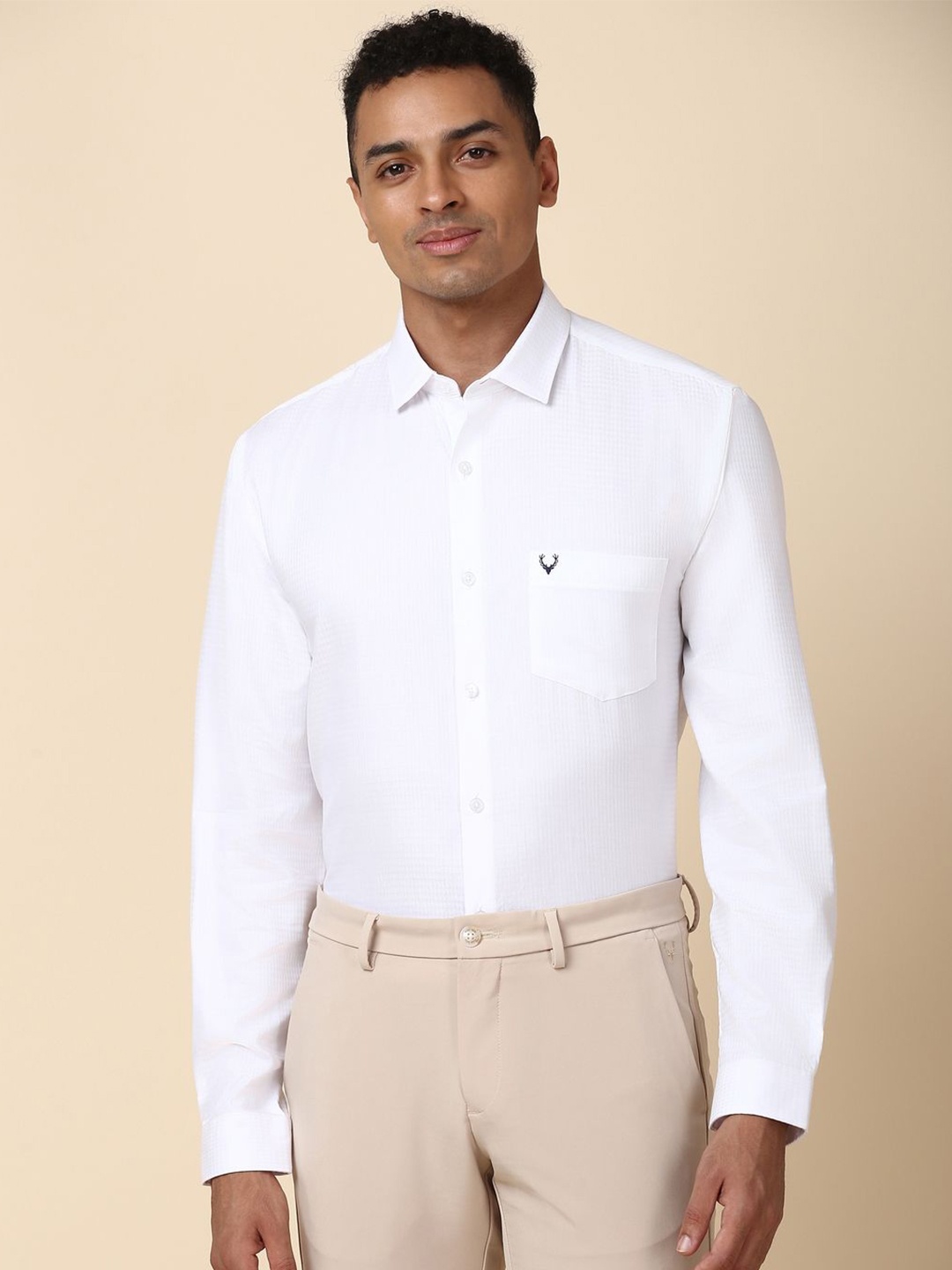 

Allen Solly Textured Spread Collar Long Sleeves Slim Fit Formal Shirt, White