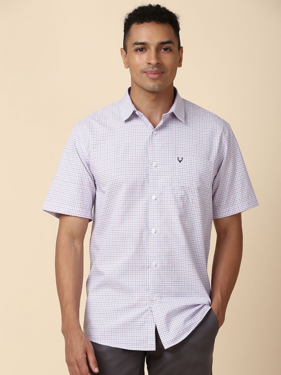 

Allen Solly Slim Fit Checked Cotton Casual Shirt, White