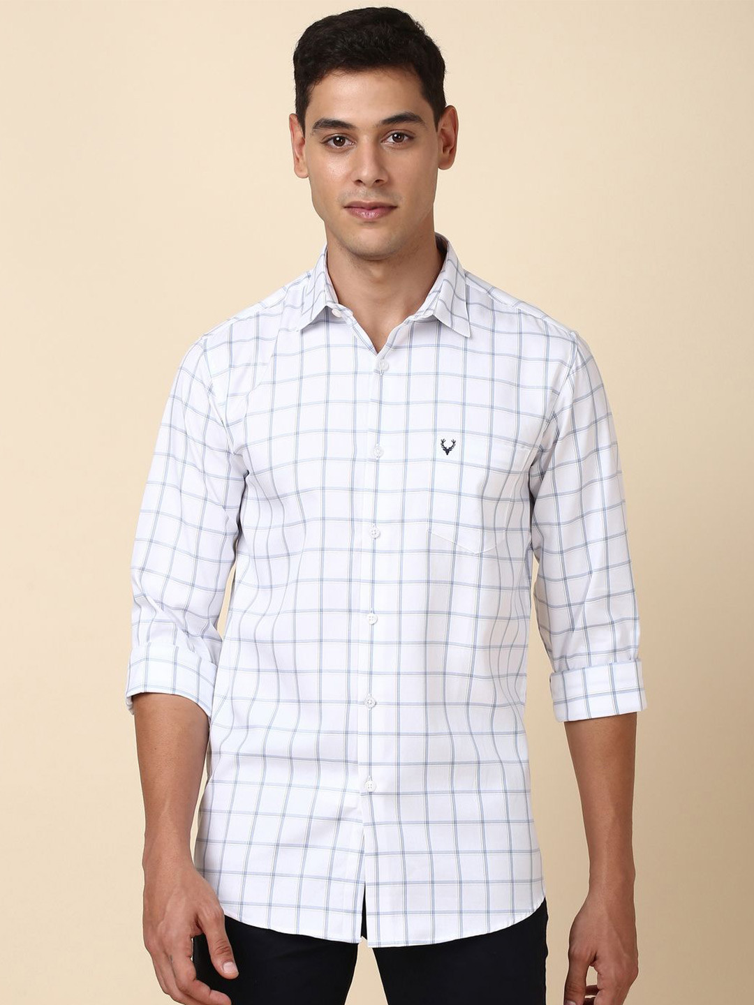 

Allen Solly Slim Fit Windowpane Checks Cotton Casual Shirt, White