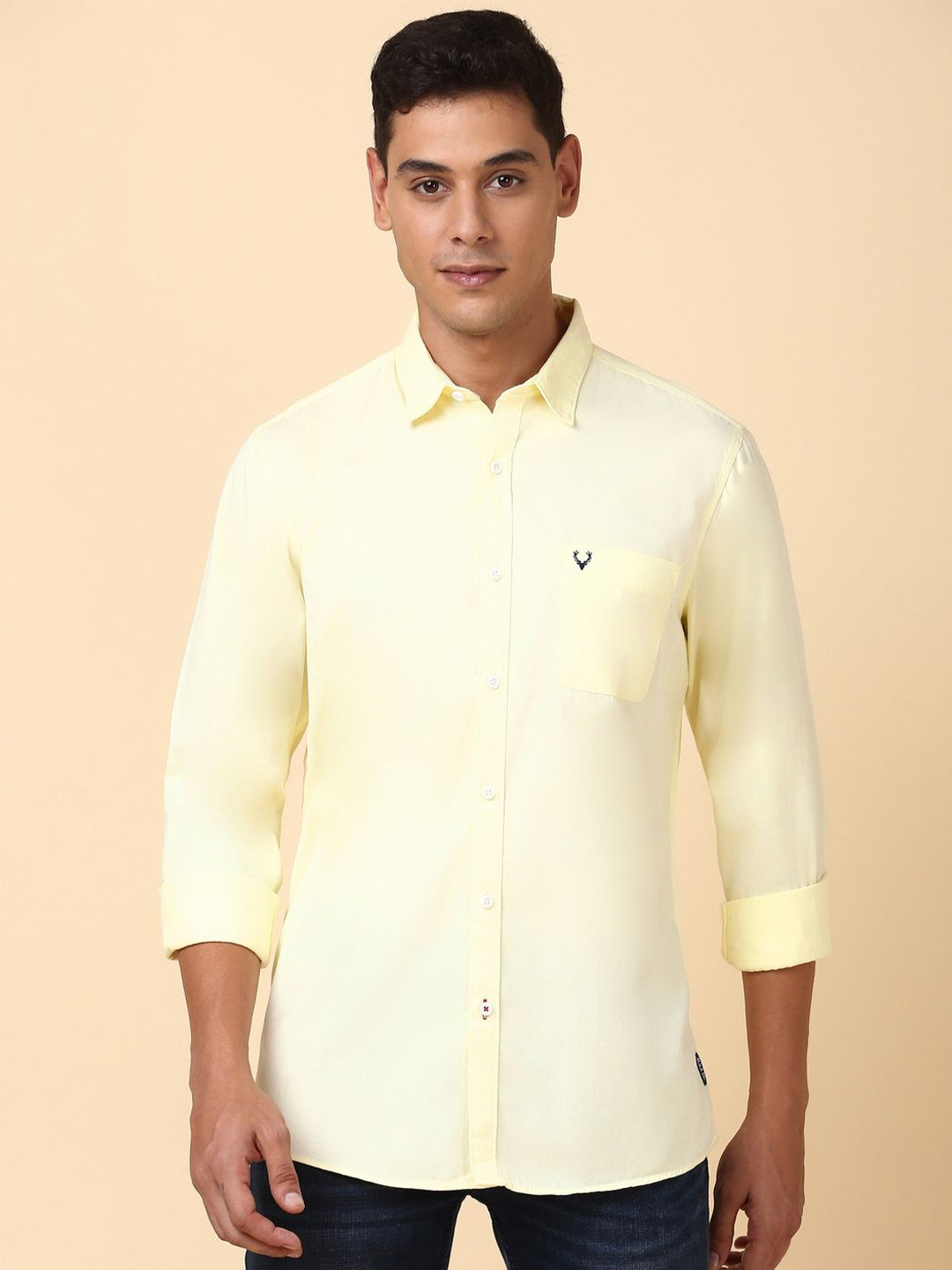

Allen Solly Custom Fit Spread Collar Pure Cotton Casual Shirt, Yellow