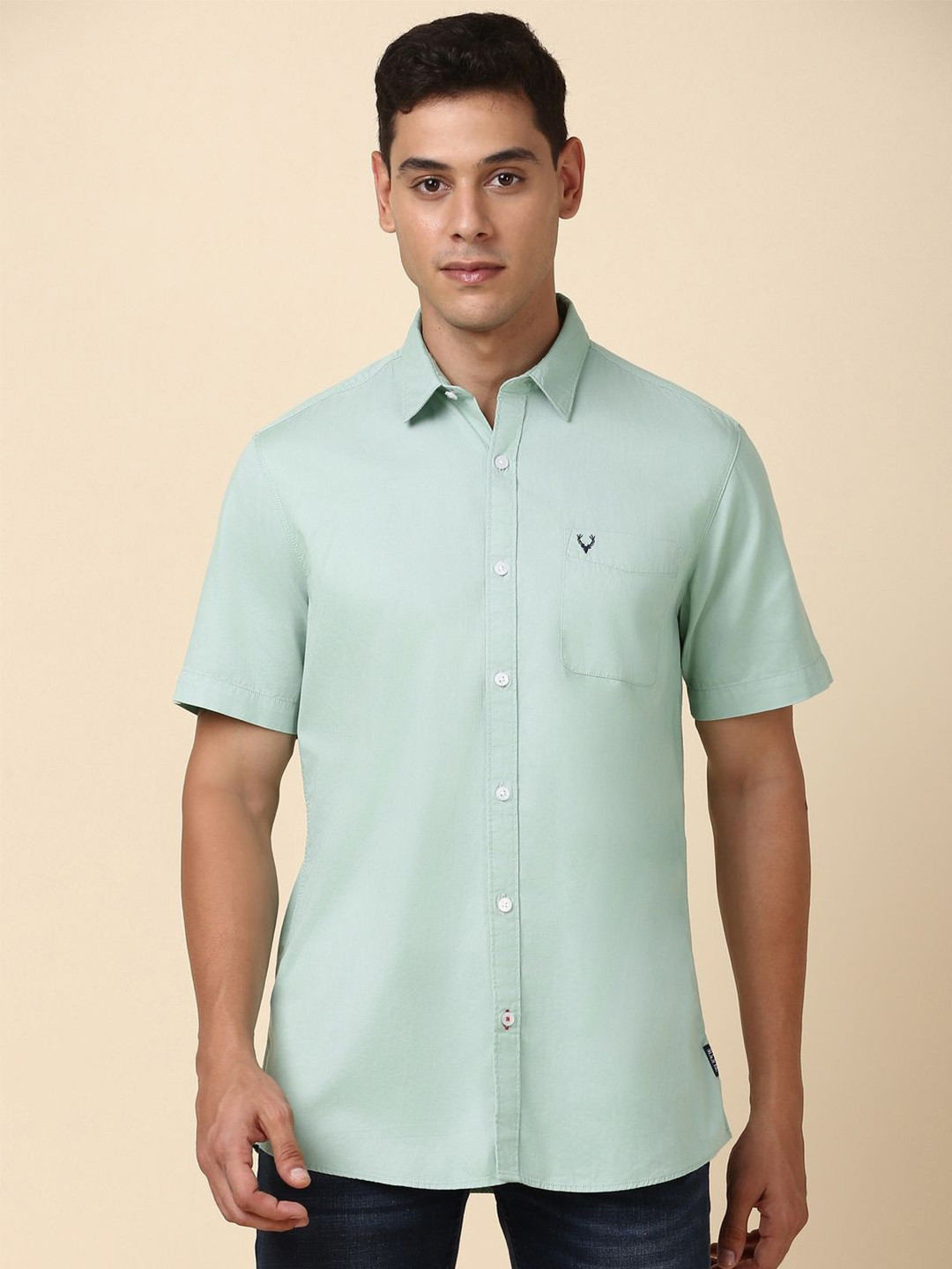 

Allen Solly Spread Collar Pure Cotton Casual Shirt, Green