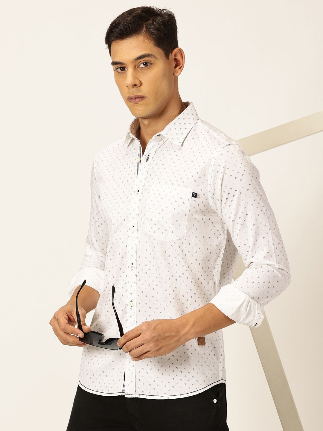 

Thomas Scott Premium Opaque Printed Cotton Casual Shirt, White