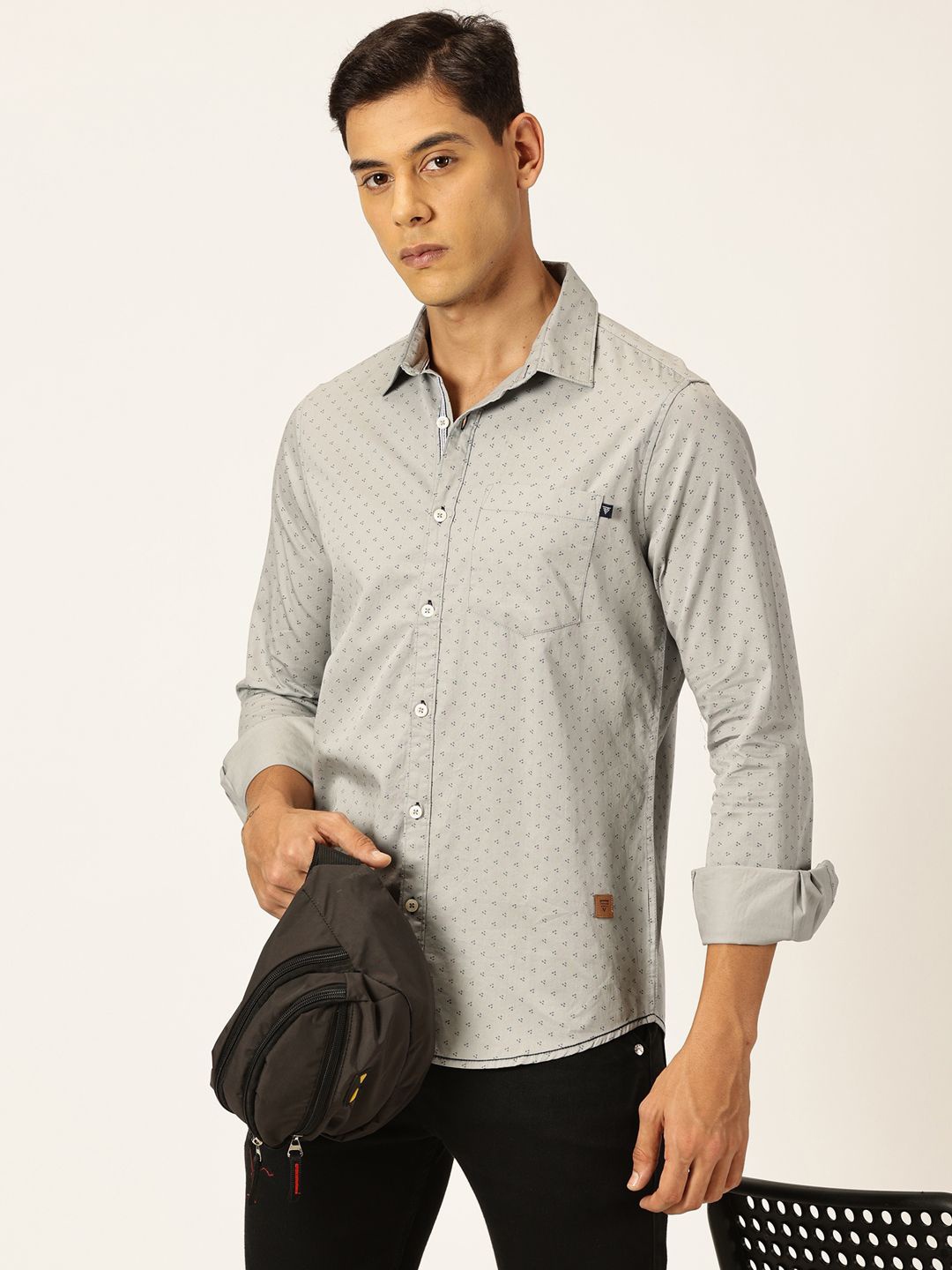 

Thomas Scott Premium Opaque Printed Cotton Casual Shirt, Grey