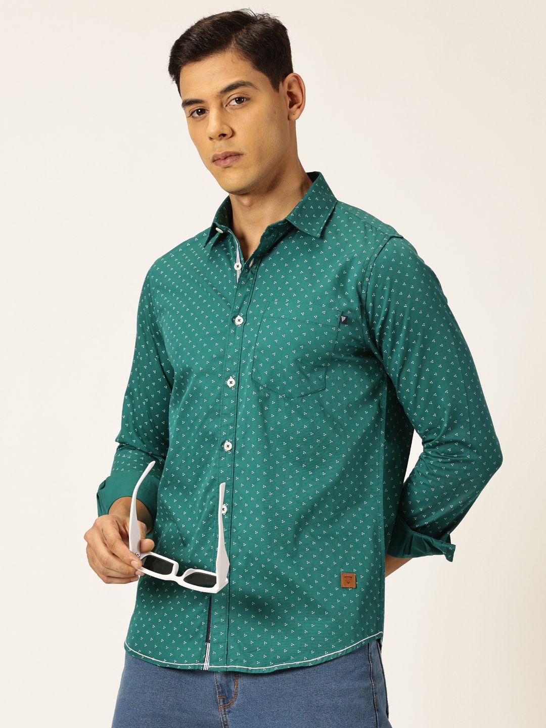 

Thomas Scott Premium Opaque Printed Cotton Casual Shirt, Green