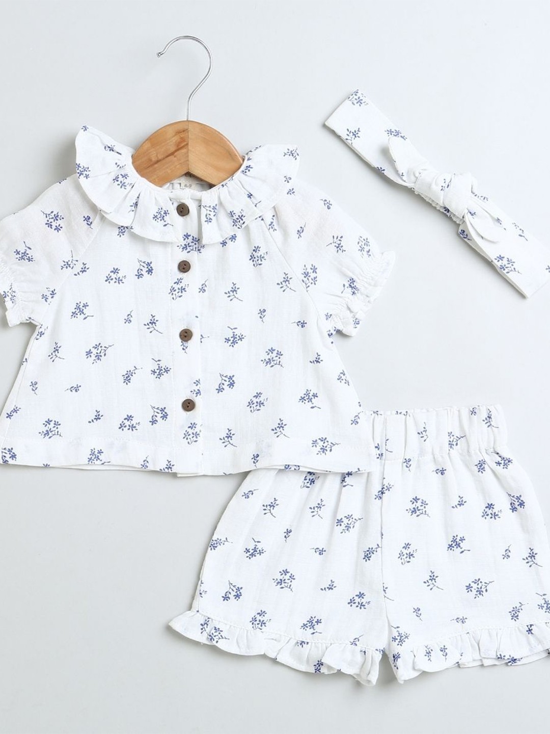 

Sweetlime By AS Girls Printed Pure Cotton Top With Short, White