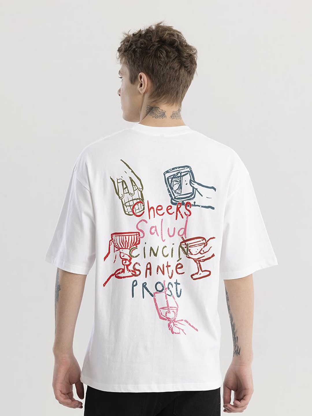 

Snitch Typography Printed Oversized Cotton T-shirt, White