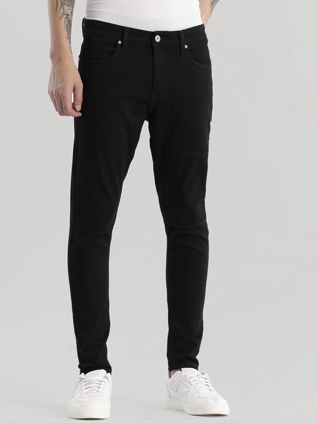 

Snitch Men Black Jean Skinny Fit Mid-Rise Clean Look Stretchable Jeans