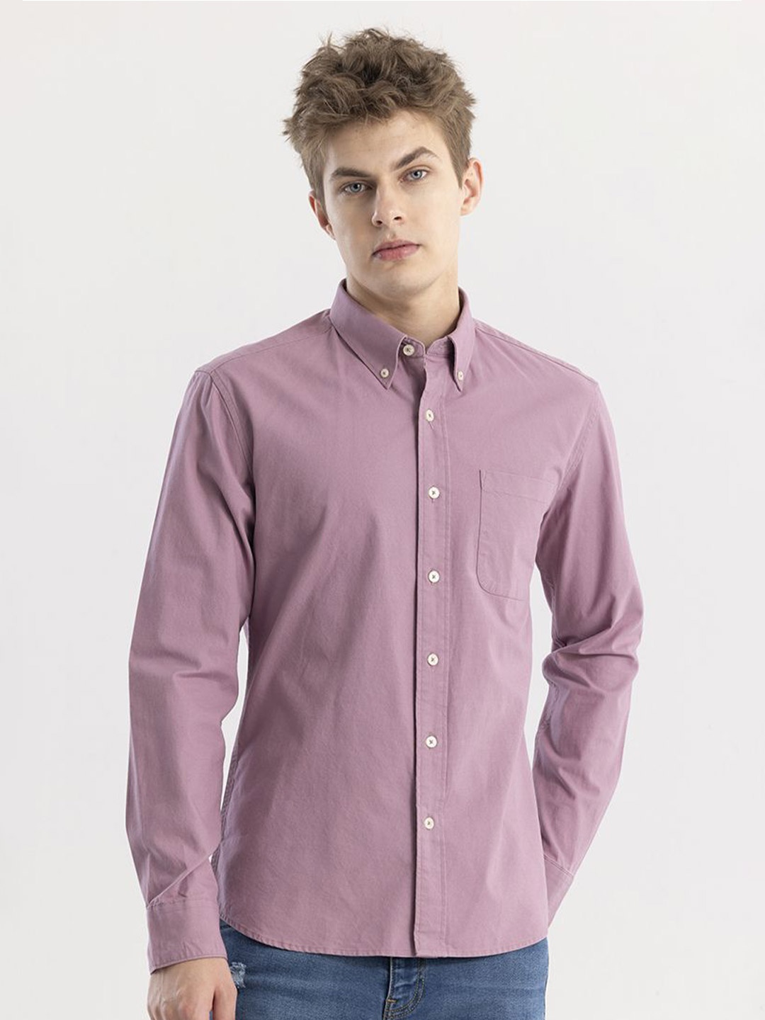 

Snitch Straight Slim Fit Cotton Casual Shirt, Mauve