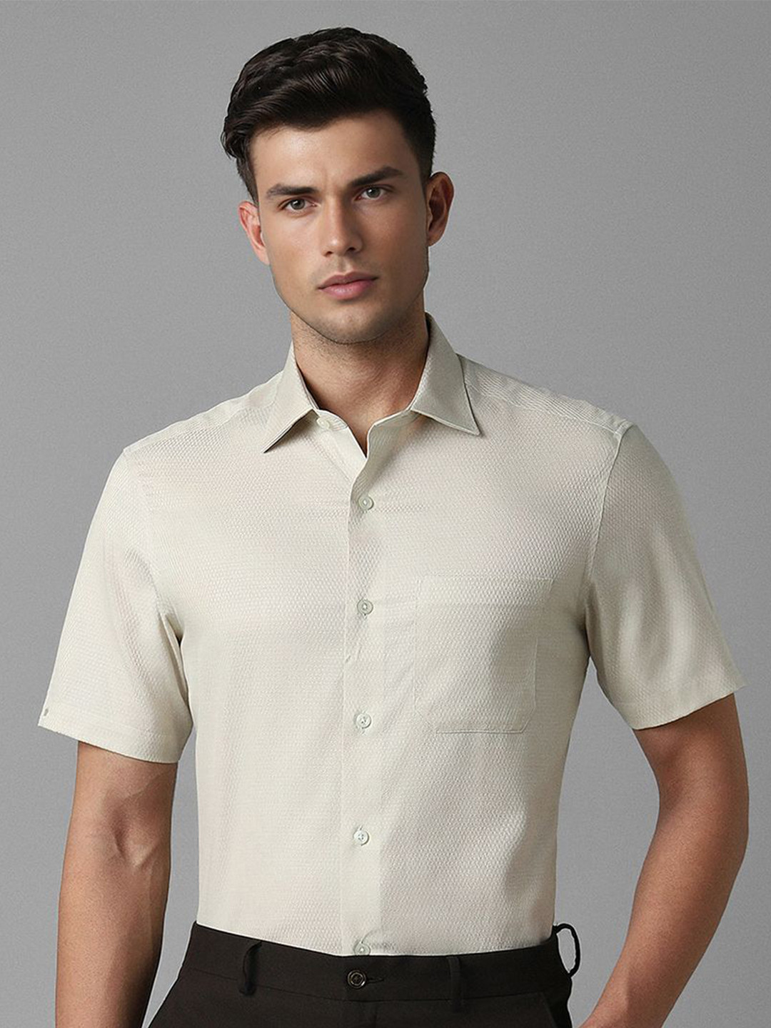 

Louis Philippe Opaque Cotton Formal Shirt, Cream