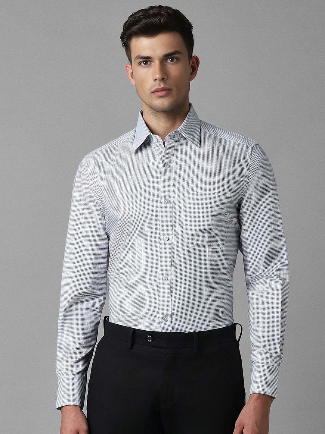 

Louis Philippe Checked Pure Cotton Formal Shirt, Grey