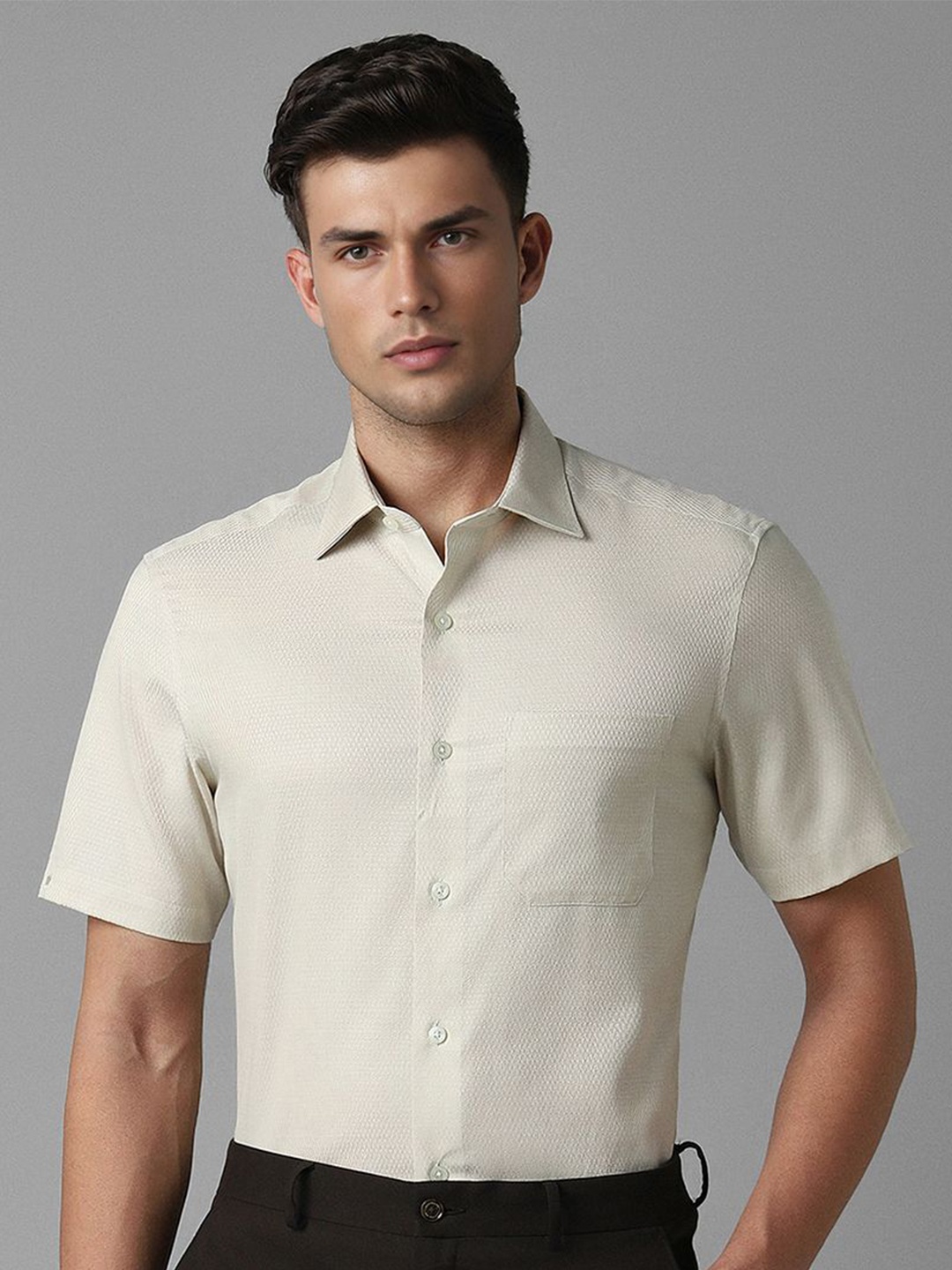 

Louis Philippe Opaque Cotton Formal Shirt, Cream