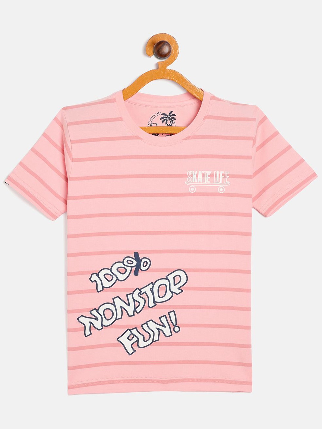 

Duke Boys Striped Cotton Slim Fit T-shirt, Pink