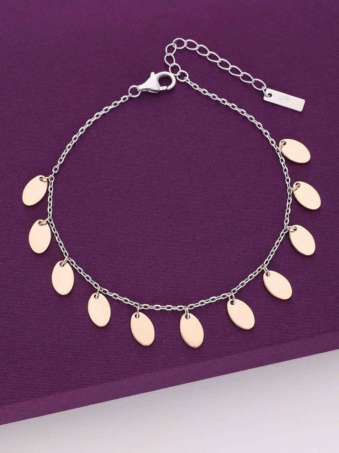 

KAI JEWEL 92.5 Sterling Silver Cubic Zirconia Rose Gold Plated Charm Bracelet
