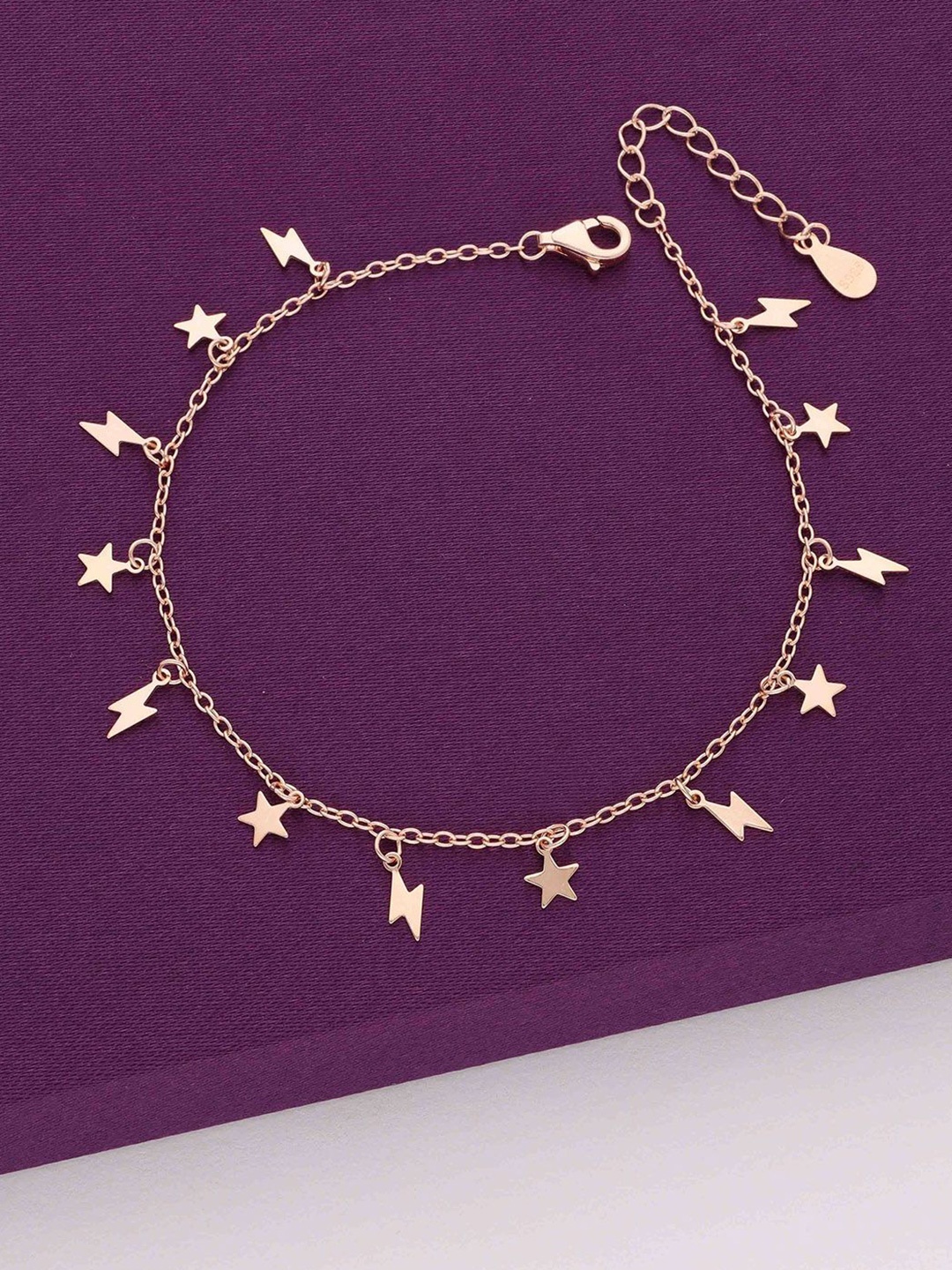 

KAI JEWEL 92.5 Sterling Silver Cubic Zirconia Rose Gold Plated Charm Bracelet