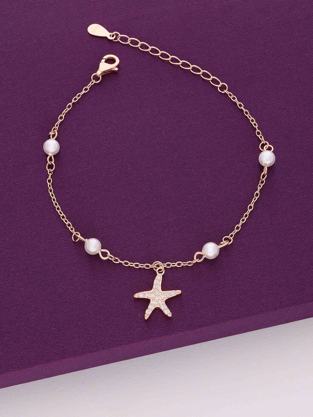 

KAI JEWEL 92.5 Sterling Silver Cubic Zirconia Rose Gold Plated Charm Bracelet