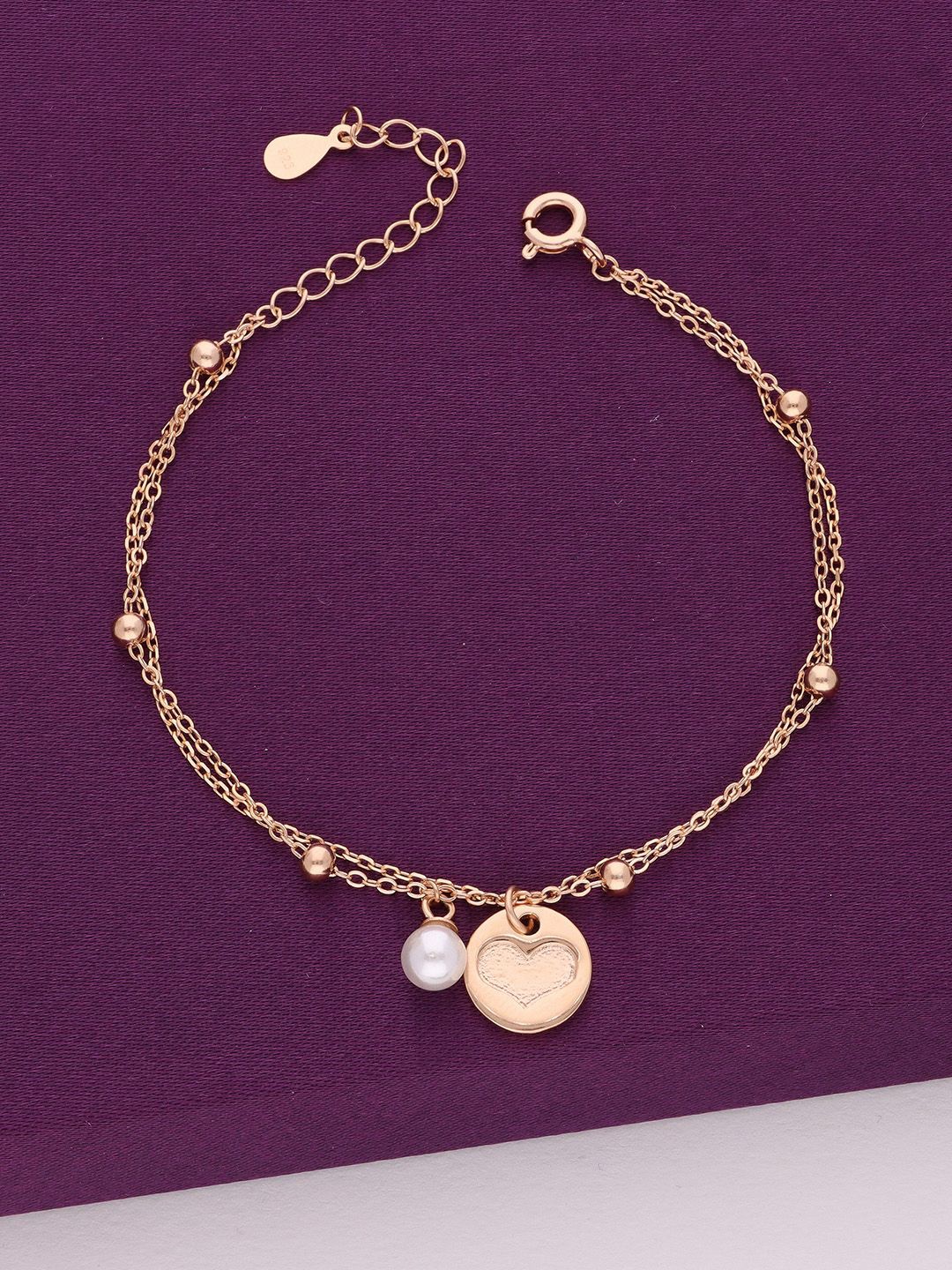 

KAI JEWEL 92.5 Sterling Silver Cubic Zirconia Rose Gold Plated Charm Bracelet