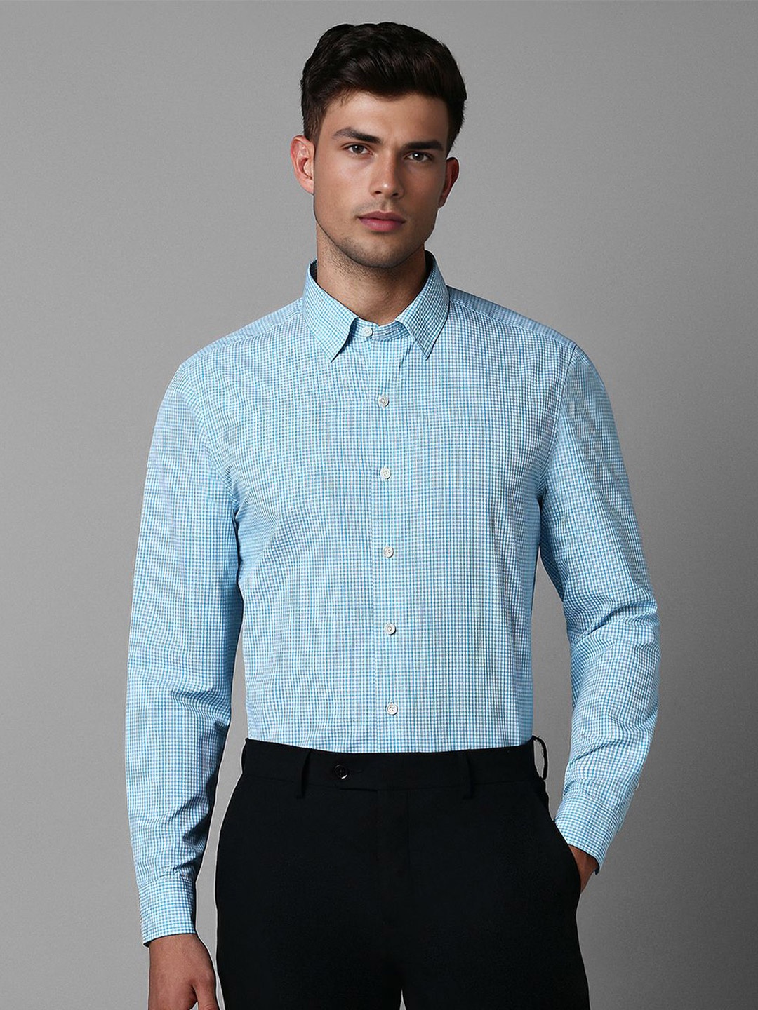 

Luxure by Louis Philippe Slim Fit Checked Formal Shirt, Blue