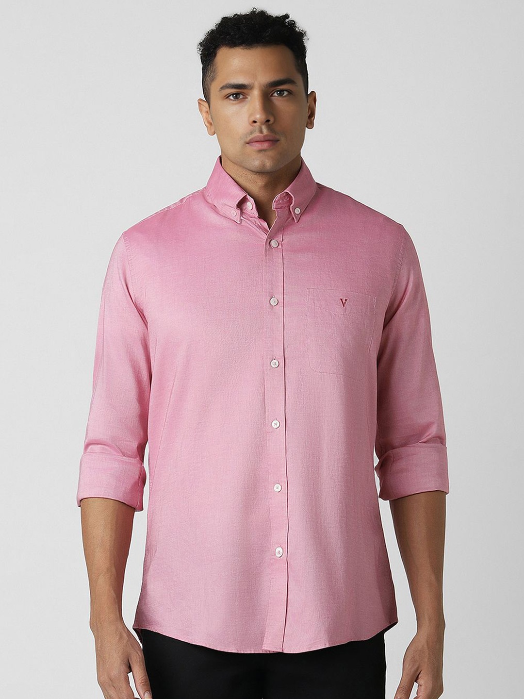 

Van Heusen Sport Button Down Collar Slim Fit Cotton Casual Shirt, Pink