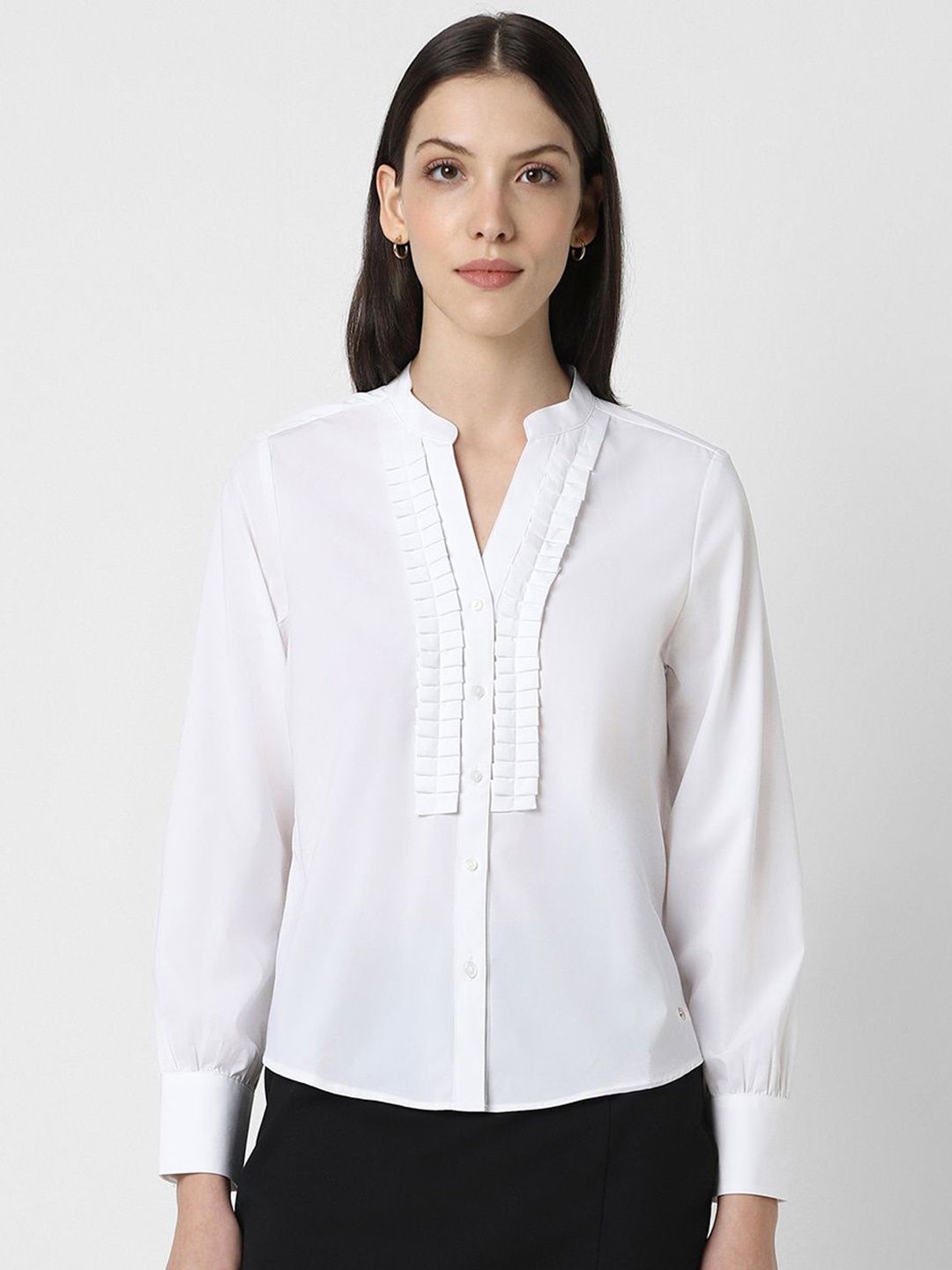 

Van Heusen Woman Mandarin Collar Formal Shirt, White