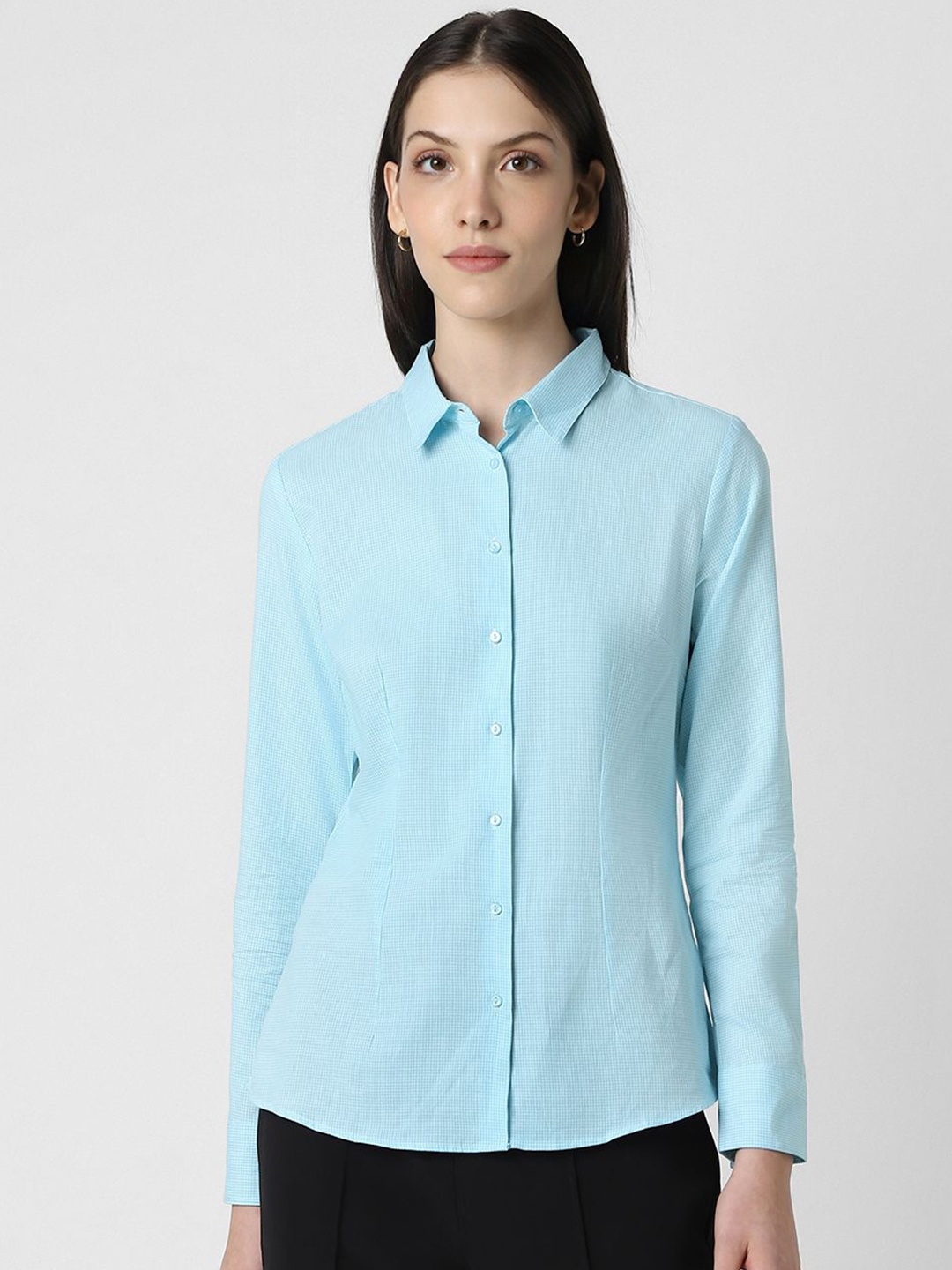 

Van Heusen Woman Spread Collar Cotton Formal Shirt, Blue