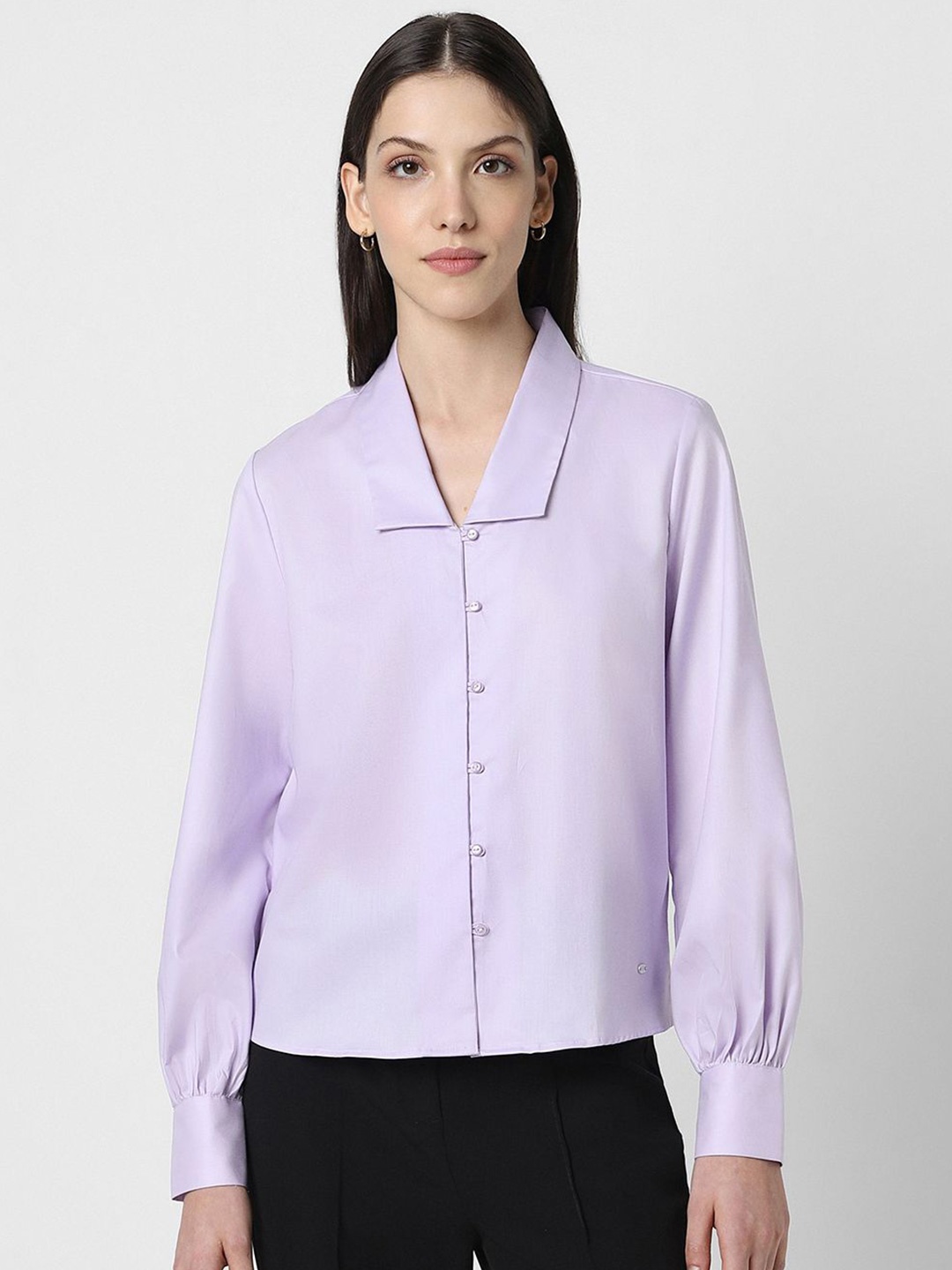 

Van Heusen Woman Above the Keyboard Collar Cotton Formal Shirt, Purple