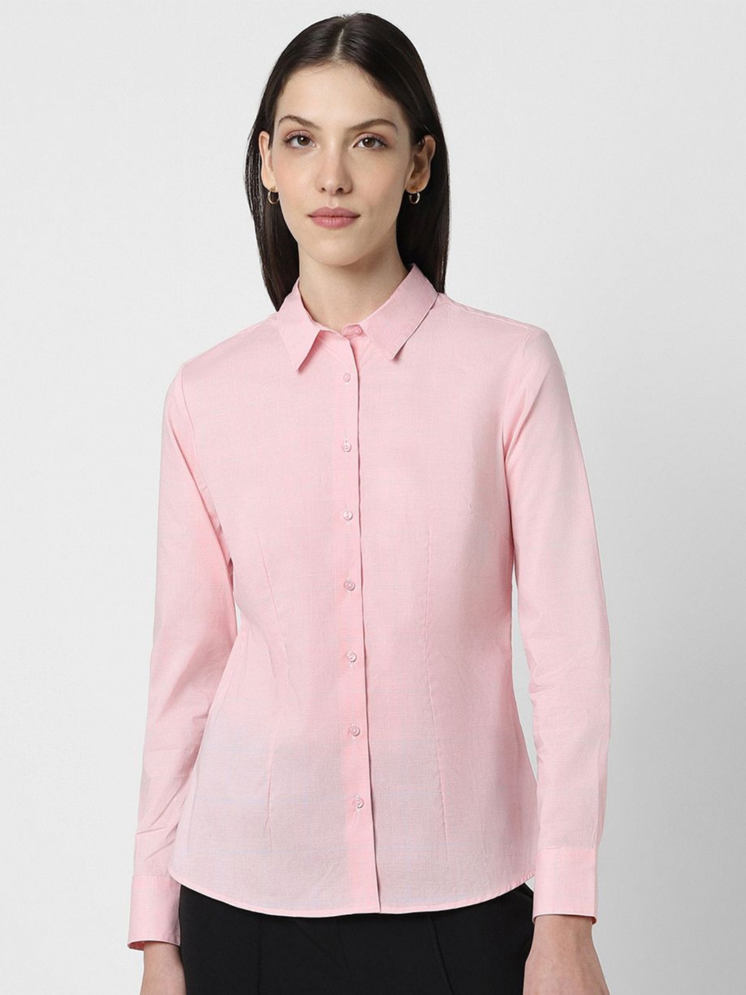 

Van Heusen Woman Spread Collar Cotton Cotton Formal Shirt, Pink